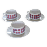 3 tasses avec leurs soucoupes arcopal - vintage