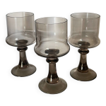 3 verres a pied  digestif verre fum brun
