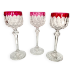 3 verres  vin en cristal de baccarat - modle juvisy rouge