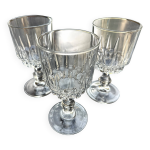 3 verres  vin / eau 13. 5 cm cristal d'arques modle louvre vintage