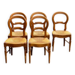 4 ou 5 chaises louis philippe bois massif et paille