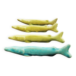 4 anciens porte - couteaux poisson en c�ramique