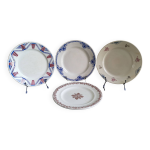 4 assiettes anciennes dpareilles gien, st amand, k&g lunville