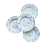 4 assiettes creuses l amandinoise en porcelaine blanche dores motif fleuris