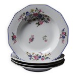 4 assiettes creuses bernardaud en porcelaine de limoges d�cor floral, ann�es 20 - 50