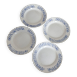 4 assiettes creuses vintage blanches liseré bleu 4 assiettes creuses vintage blanches liseré bleu