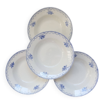 4 assiettes creuses vintage cranord saint amand faence blanche dcor fl