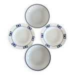 4 assiettes creuses vintage dpareilles porcelaine bleue blanche bistrot papillons