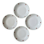 4 assiettes creuses vintage porcelaine motif cerises