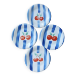 4 assiettes à dessert vintage en porcelaine italienne - motif cerises et ra 4 assiettes à dessert vintage en porcelaine italienne - motif cerises et ra