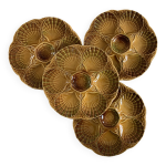 4 assiettes  huitres sarreguemines en barbotine