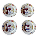 4 assiettes  pain en faence de gien  bouquet