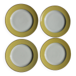 4 assiettes plates jaunes l'amandinoise vintage