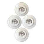 4 assiettes plates longchamp en faence marron, service  tarente