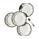 4 assiettes en porcelaine opaque digoin motif fleuris  3984