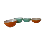 4 bols vert et orange duralex annes 70