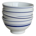 4 bols vintage porcelaine italienne liser bleu style bistrot