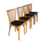 4 chaises baumann n°12 skaï noir hêtre clair 4 chaises baumann n°12 skaï noir hêtre clair