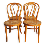 4 chaises de bistrot en bois et cannage