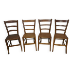 4 chaises bistrot en chêne massif, assise ajourée 4 chaises bistrot en chêne massif, assise ajourée