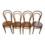 4 chaises bistrot fischel en bois courb et cannage