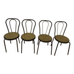 4 chaises bistrot en mtal noir et assise cannage plastique