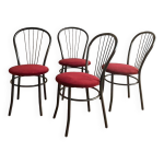 4 chaises bistrot en mtal noir velours rouge grenat