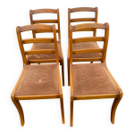 4 chaises en bois massif et daim velours marron louis philippe