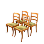4 chaises en bois massif et daim velours vert louis philippe 4 chaises en bois massif et daim velours vert louis philippe