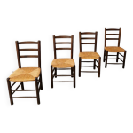 4 chaises bois et paille