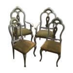 4 chaises en bois patin� de style baroque italien