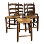4 chaises de cuisine en h�tre + tabouret assorti