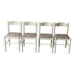 4 chaises de cuisine vintage blanches annes 80 en bois massif