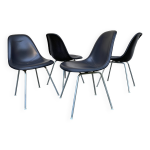 4 chaises dsx, fibre de verre, charles & ray eames pour herman miller 1980