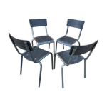 4 chaises industrielles d'école acier tubulaire et bois type mullca 4 chaises industrielles d'école acier tubulaire et bois type mullca