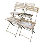 4 chaises de jardin pliantes en bois et mtal