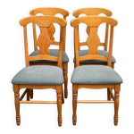 4 chaises landaises à crosses bois massif et tissu gris 4 chaises landaises à crosses bois massif et tissu gris