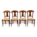 4 chaises landaises  crosses en chne massif et paille