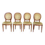 4 chaises louis xvi mdaillon bois massif et velours dor