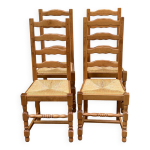 4 chaises  manger bois massif chne clair pailles type ferme