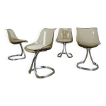 4 chaises par michel charron, 1970, plexiglas et aluminium