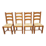 4 chaises paille chne massif