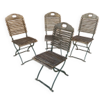 4 chaises pliante bistrot de terrasse vintage annes 60 en mtal & bois