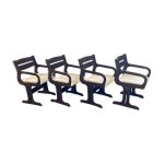 4 chaises de salle  manger biologiques des annes 1960 en bois de weng, poque spatiale hollandaise ...