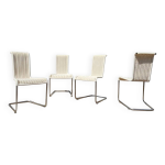 4 chaises de salle à manger cantilever b20 en rotin blanc et chrome par axel bruchhäuser / tecta / années ... 4 chaises de salle à manger cantilever b20 en rotin blanc et chrome par axel bruchhäuser / tecta / années ...