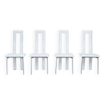 4 chaises de salle à manger en cuir italien blanc par ycami, italie années 1980 4 chaises de salle à manger en cuir italien blanc par ycami, italie années 1980