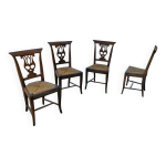 4 chaises de salle � manger en orme avec un cadre de dossier sculpt� en rosace / france / 1890 - 1900 ...