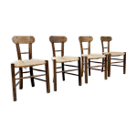 4 chaises de salle à manger en paille vintage 4 chaises de salle à manger en paille vintage