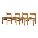 4 chaises de salle à manger en pin et jonc de mer dans le goût de charlotte perriand, années 1960 4 chaises de salle à manger en pin et jonc de mer dans le goût de charlotte perriand, années 1960