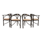 4 chaises de salle  manger triangulaires thonet en bois laqu noir, modle 87, annes 1980